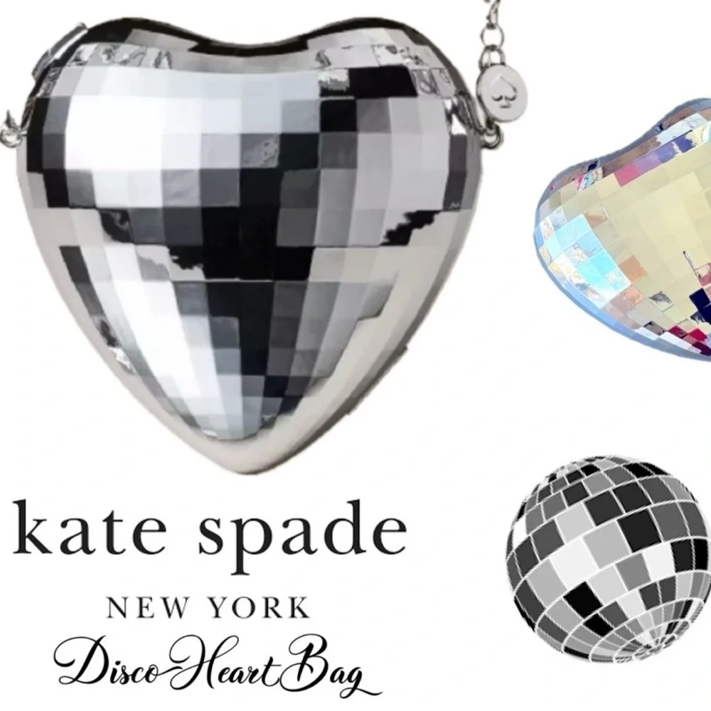 Kate Spade X Target Silver Reflective Disco Heart Crossbody Bag